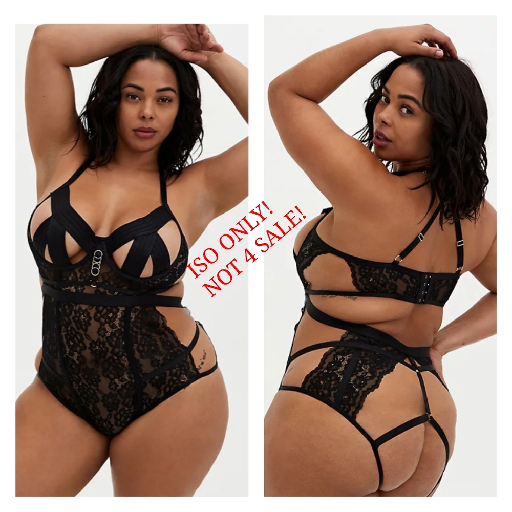 ISO! Torrid Sz 5 BLACK LACE CUTOUT CAGE UNDERWIRE BODYSUIT